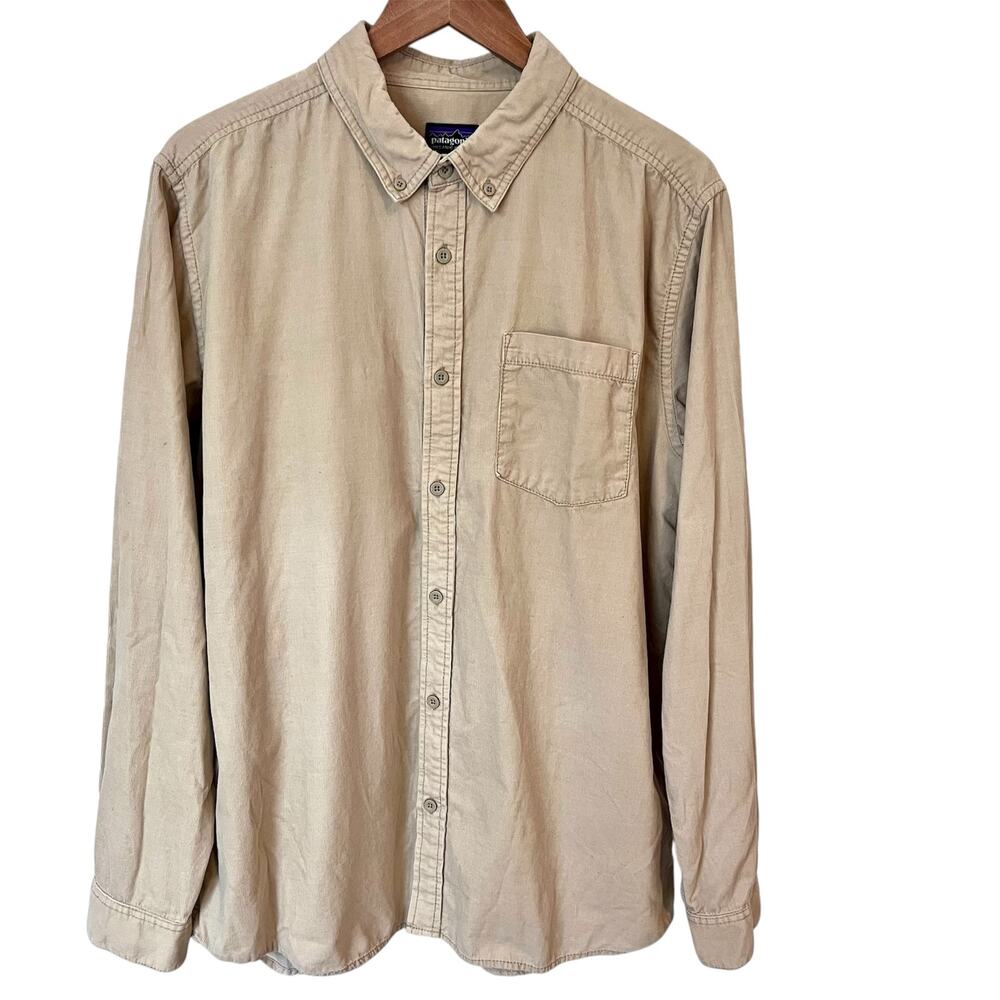 Patagonia Bluffside Cord Button Up Shirt Mens XL Tan Organic Cotton Corduroy